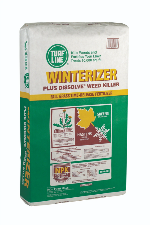 Bag of Tuff Line Winterizer Plus Dissolve Weed Killer on a white background